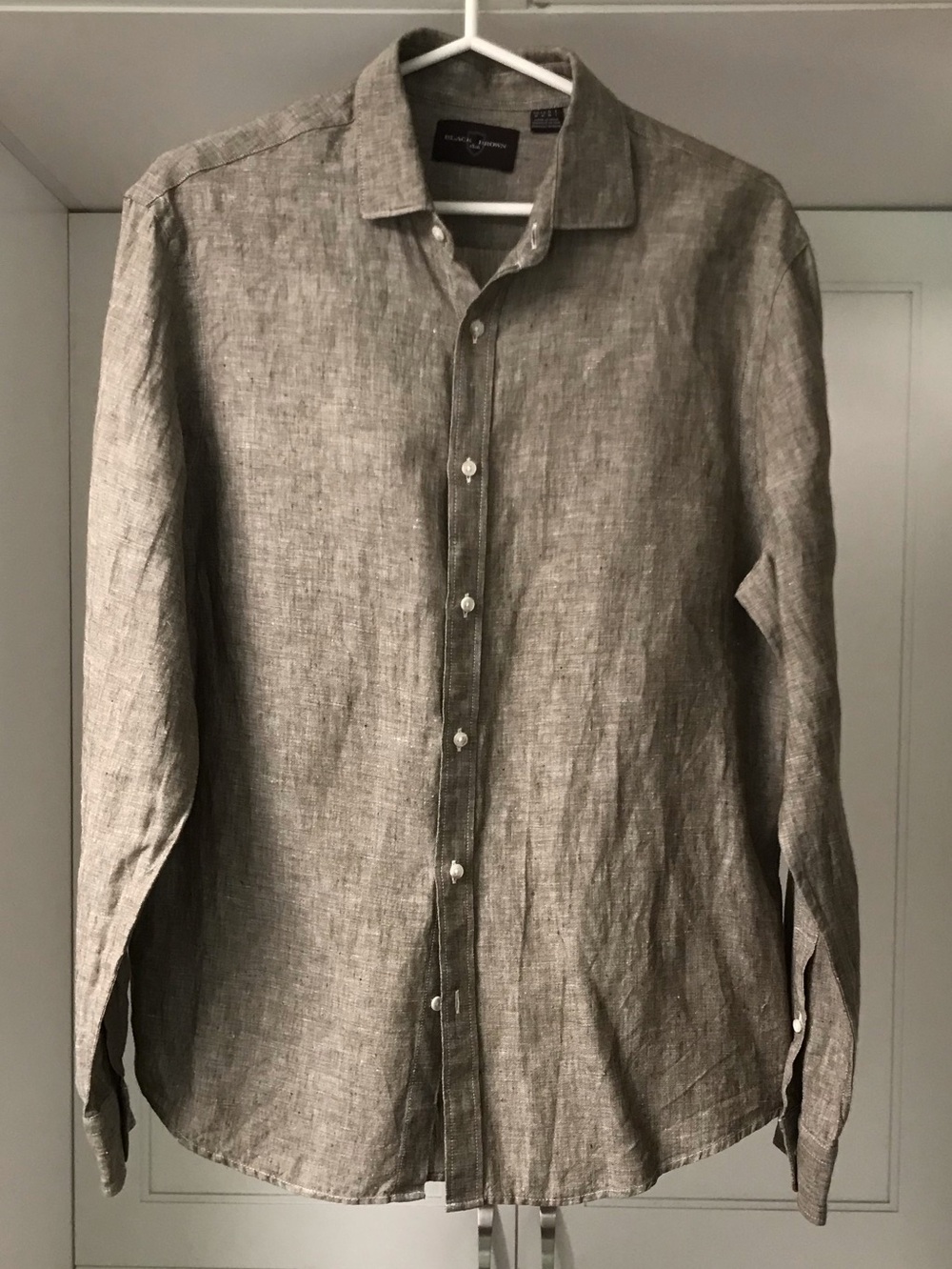 Black & Brown 100% Linen Button-Up Shirt Men’s M Brown
